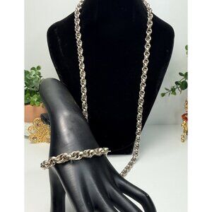Vintage Givenchy Chain Necklace & Bracelet Set Bold Designer Statement